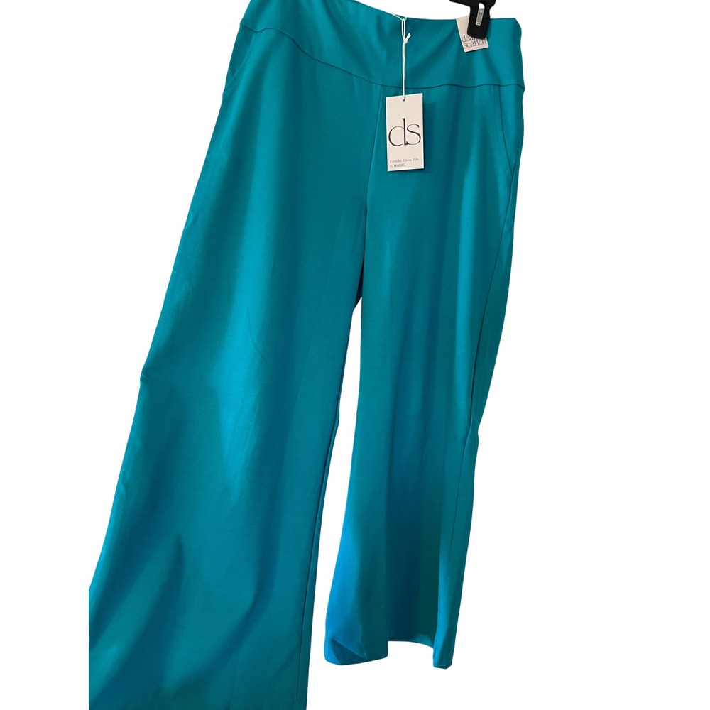 Dear Scarlett Its MAGIC Wide Cropped Pants Teal Blue Plus Size 1X MDSWCP New